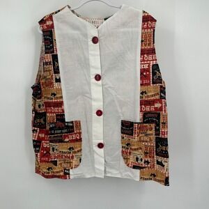 Womens Handmade BBQ Print Vest Size XL Smock Novelty Pockets Apron‎